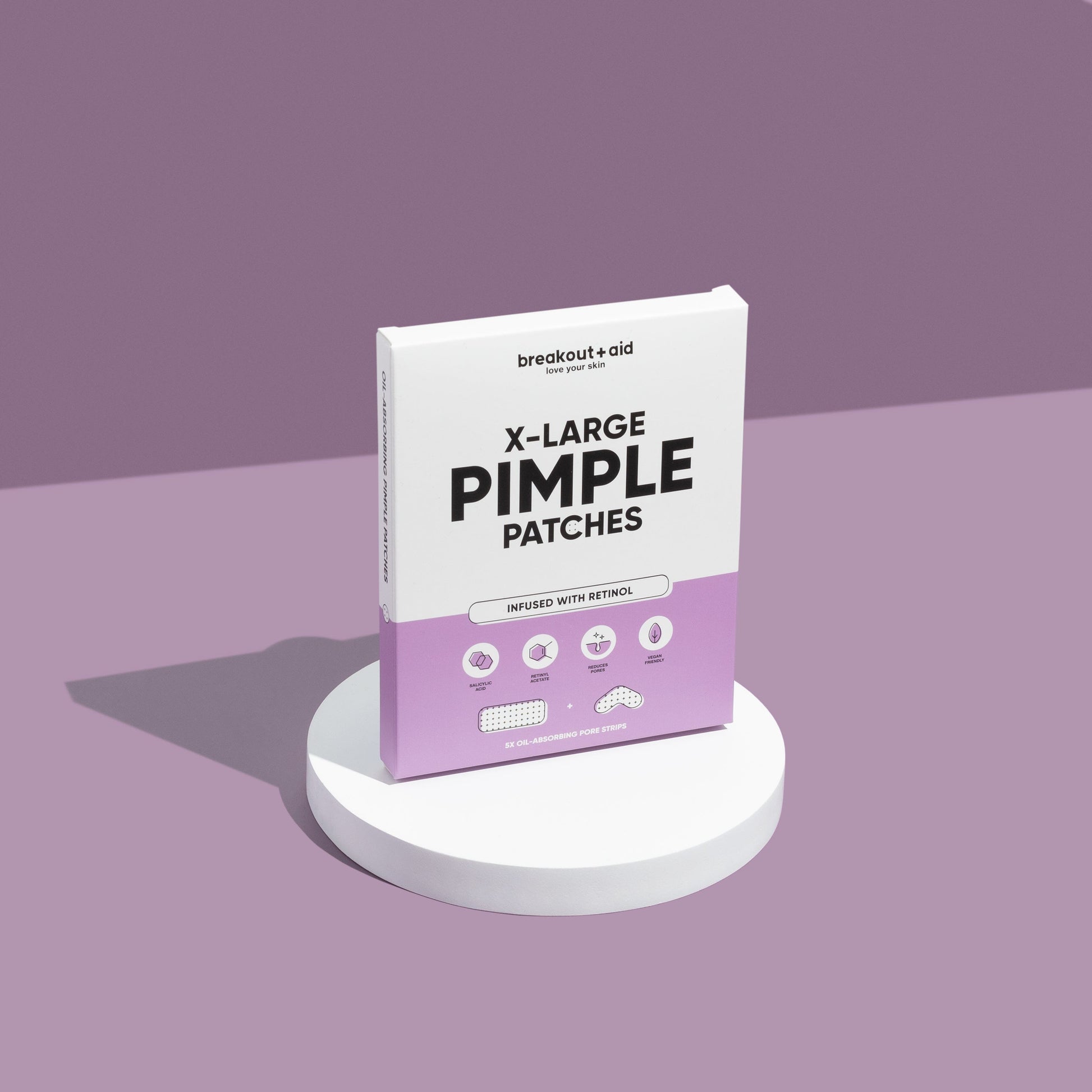 X-Large pimple patches infused with retinol, Salicylic acid. breakoutaid store 