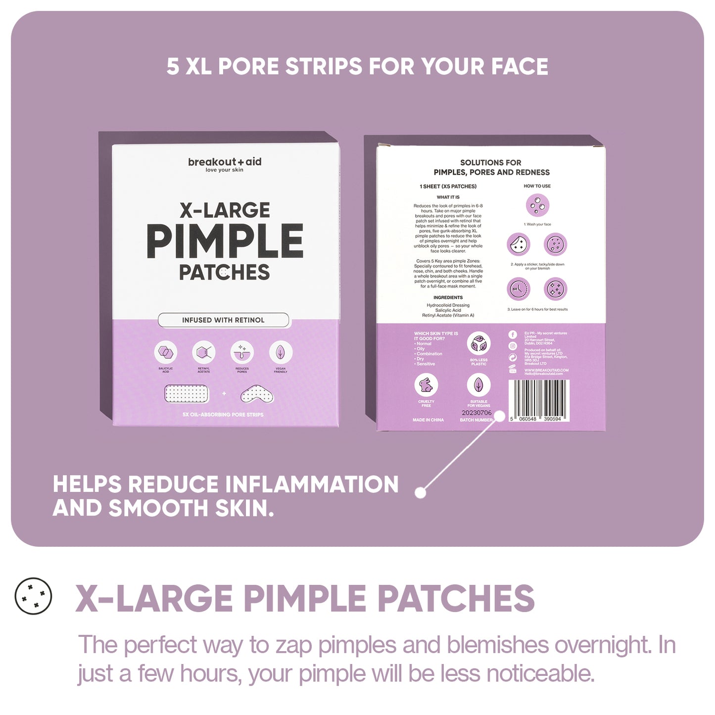 X-Large Pimple Patches Infused with Retinol & Salicylic acid.